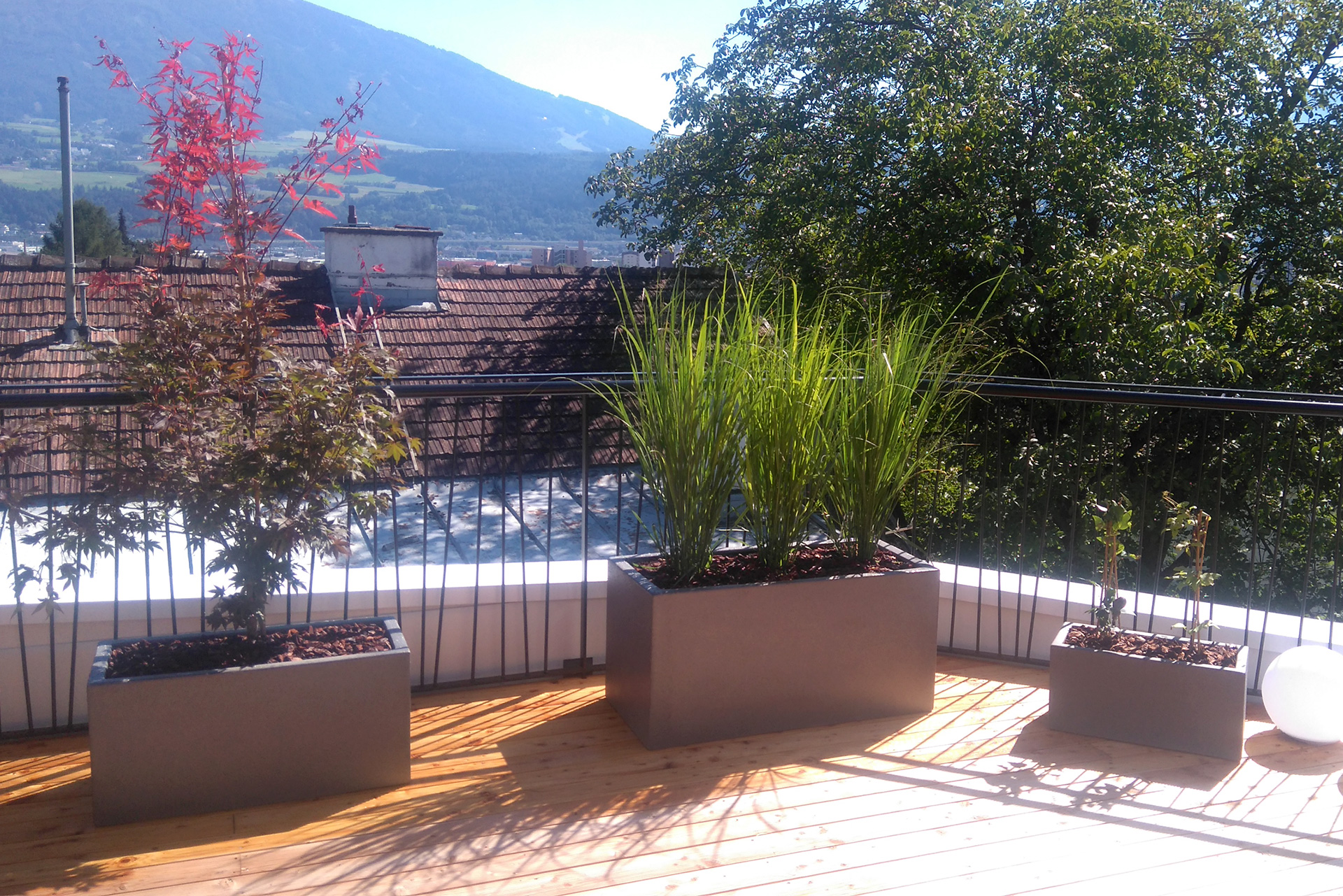 Terrassengestaltung, Terrassenbepflanzung, Gartenbau Lechner Innsbruck Tirol